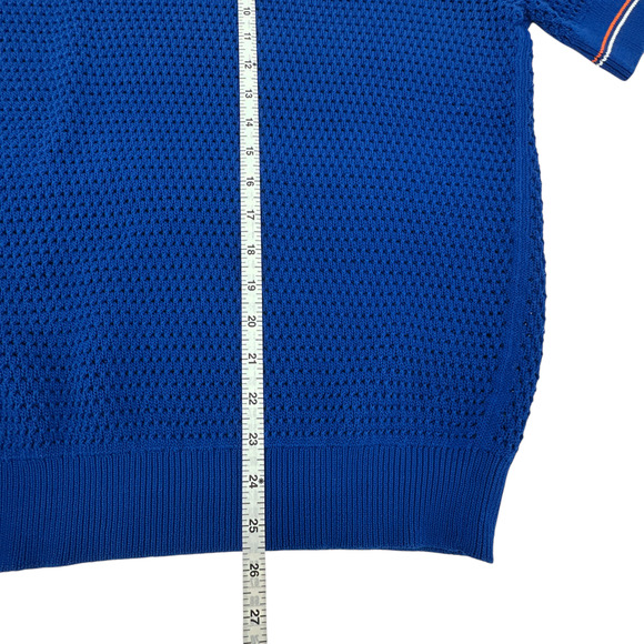 TORY BURCH Mesh Polo Sweater in Bondi Blue L - Picture 9 of 9